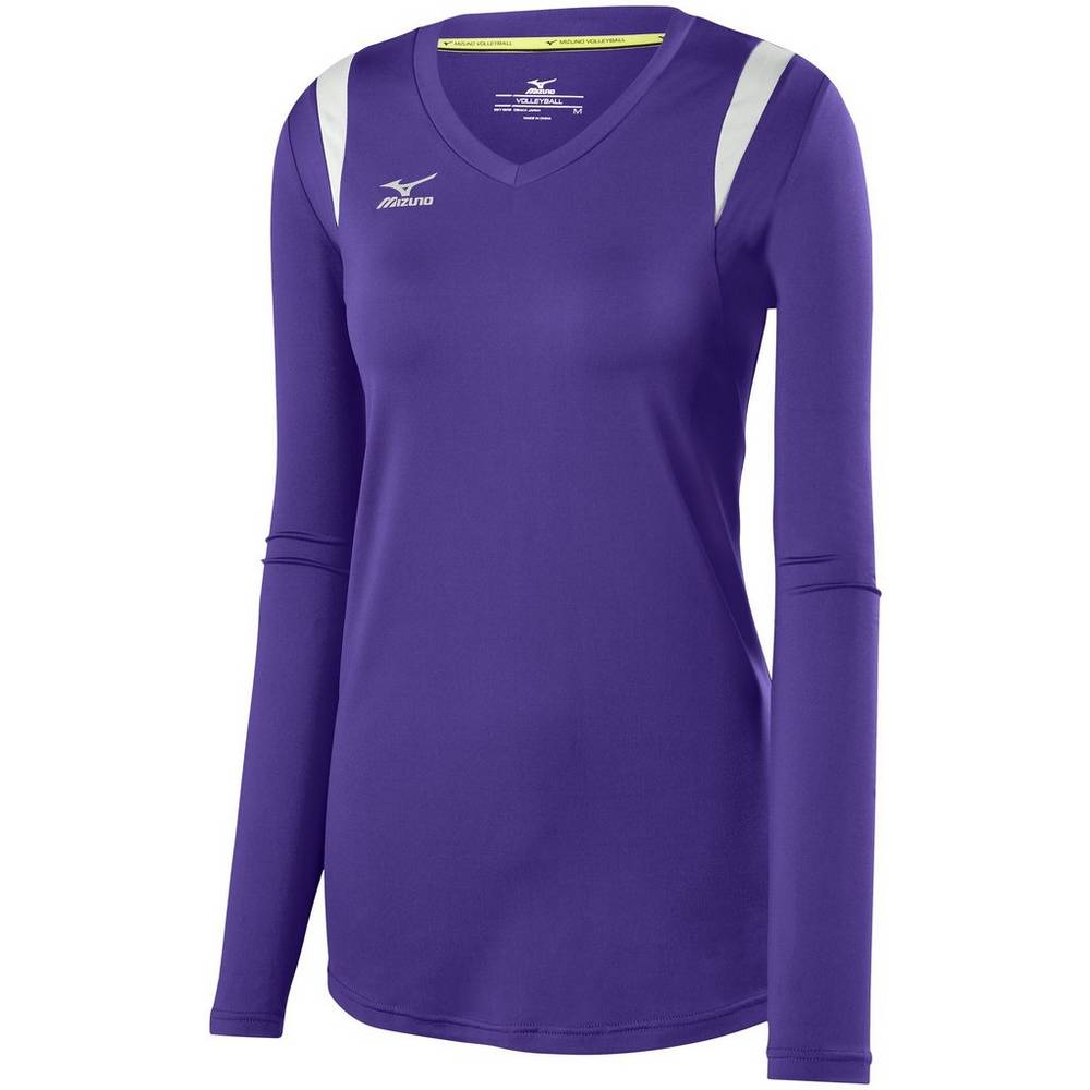 Womens Mizuno Balboa 5.0 Long Sleeve Volleyball Jersey Purple/Silver Philippines (IYRAVX612)